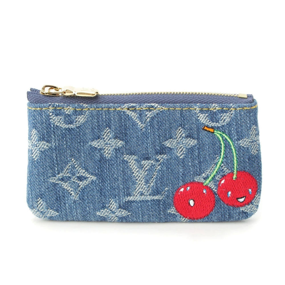 Louis Vuitton Denim Takashi Murakami Pochette coin case Wallet Blue